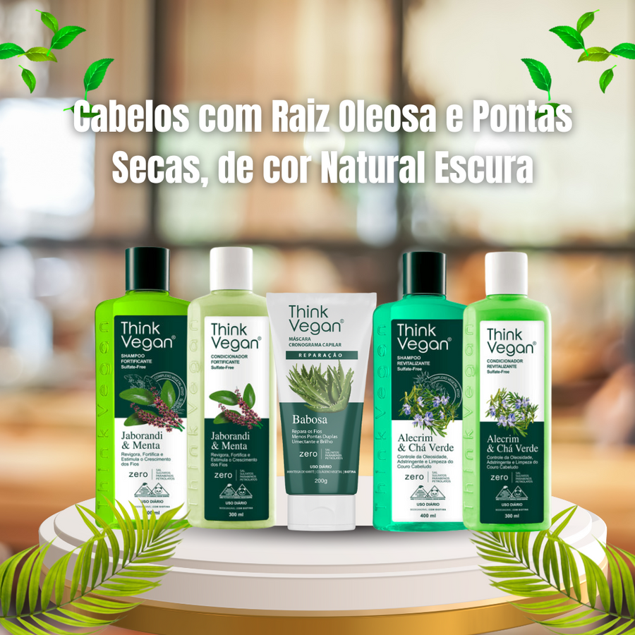 Kit para Cabelos com Raiz Oleosa e Pontas Secas, de cor Natural Escura